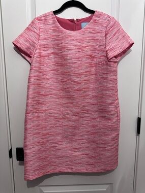 CeCe Pink Textured Short-Sleeve Shift Dress